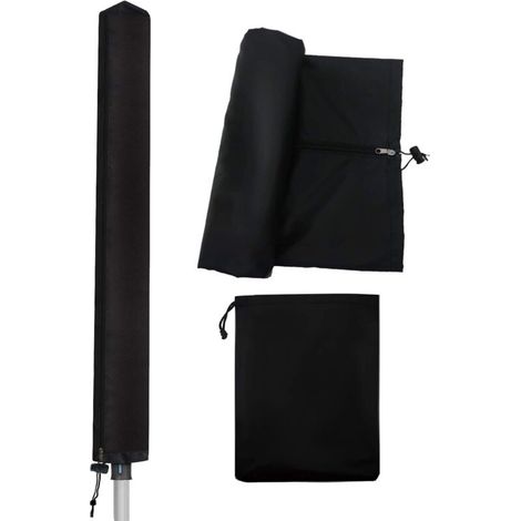 Housses de Corde à Linge pour Sèche-Linge Rotatif, Noir 165cm Housse de Protection Imperméable avec Fermeture à Glissière et Cordon de Serrage pour Sèche-Linge Rotatif de Jardin, Tissu Oxford Imperméa