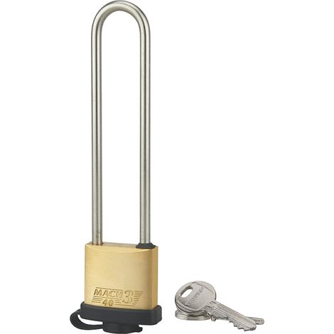 Lucchetto Mach 3 40mm arco acciaio inox alto, ottone, da esterno, anticorrosione, 3 chiavi  - THIRARD