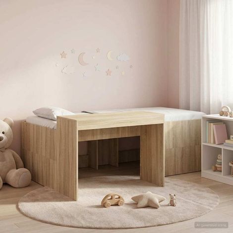 vidaXL Hochbett mit Schreibtisch für Kinder Sonoma-Eiche 80 x 200 cm (1/5)