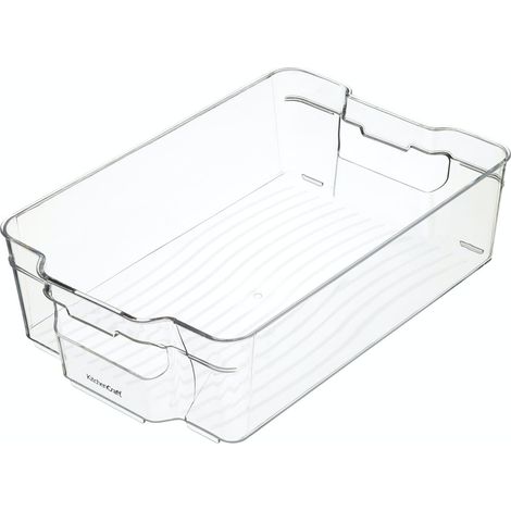 KitchenCraft Medium Fridge-Safe Plastic Kitchen Storage Box, 31.5 x 21 x 9 cm (12.5" x 8.5" x 3.5") - Transparent