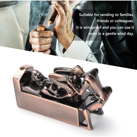 Briquet à butane en métal coupe-vent, amusant et élégant, parfait comme cadeau décoratif (pour la literie). (1/5)