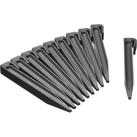 NATURE Lot de 10 ancres pour bordure de jardin - Polypropylene - Gris - H19,5 x 1,9 x 1,8 cm (1/5)