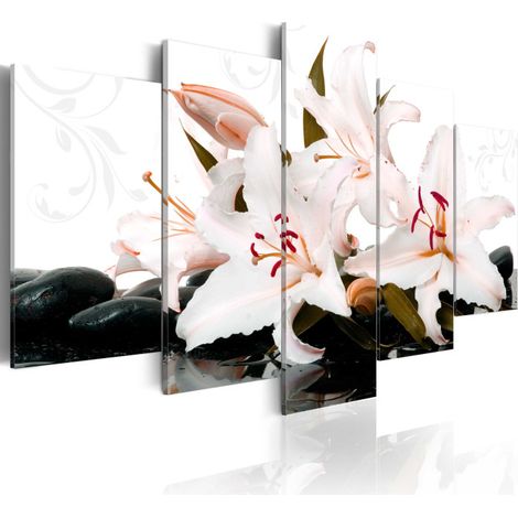 Tableau Imprimé "Zen Stones & Lilies" 50 x 100 cm (1/2)