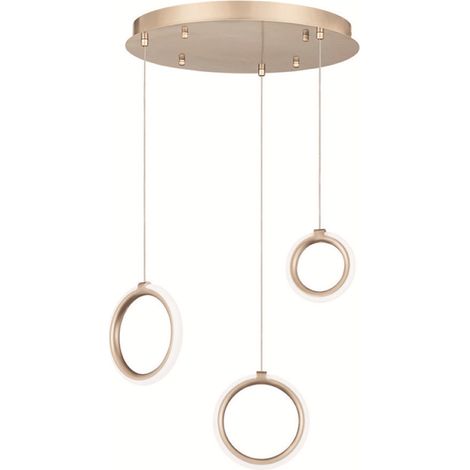 Lampada a sospensione in metallo verniciato 3 Luci ORO a Led PINTA 35 cm (1/3)