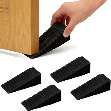 Calzas de goma para puertas y suelos，4 piezas，9,63,952,85 cm，Tope de puerta antideslizante y duradero，Tope de puerta apilable (1/5)