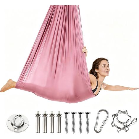 Hamac de Yoga Aérien 280x150 cm, Capacité de Charge 500 kg, Kit Complet D'Installation Inclus, Accessoires De Yoga Anti-Gravité pour Adultes (1/5)