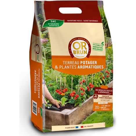 Terreau - 20L - Potager et plantes aromatiques - Or Brun (1/4)