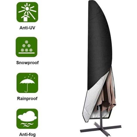 Housse de protection pour parasol de jardin 265 cm - Couverture étanche en Oxford, couleur noire (1/4)