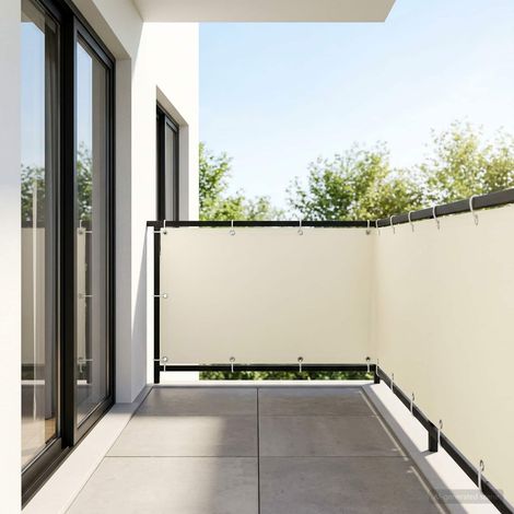 vidaXL Balcony Privacy Screen 1.2 x 25 m Fabric with PU Coated Cream (1/5)