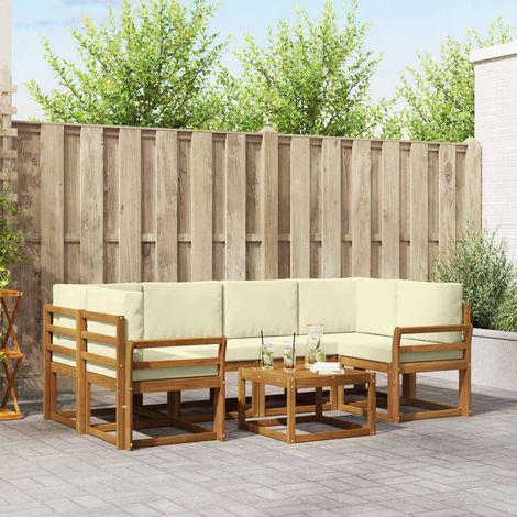 Outdoor-Sofagarnitur mit Kissen 7 pcs Natur und Creme