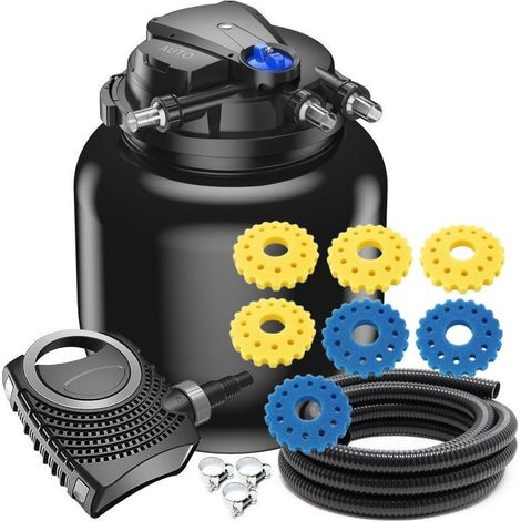 Kit Filtration Bassins De jardin, Sous Pression + Mousses supplémentaires, UV 55W, Jusqu'à 100000 Litres (1/5)