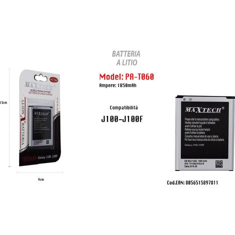 Trade Shop - LITHIUMAKKU KOMPATIBEL SAMSUNG GALAXY J100 -J100F 1850 MAH MAXTECH PA-T060 -