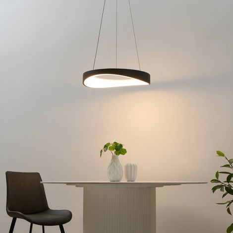 Minimalistische LED-Pendelleuchte schwarzer Wellenring 52 cm - Belina