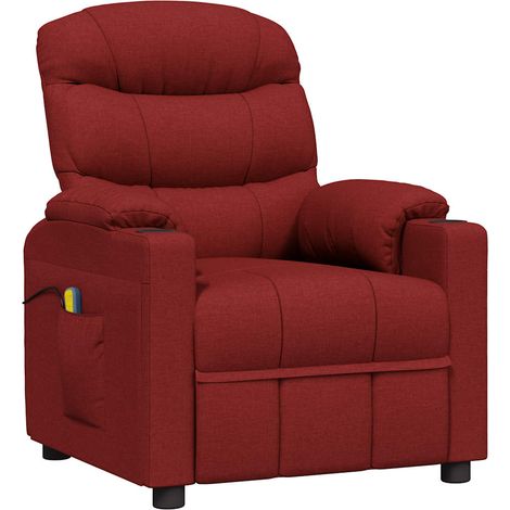 Massage Chair Wine Red Fabric vidaXL (1/5)