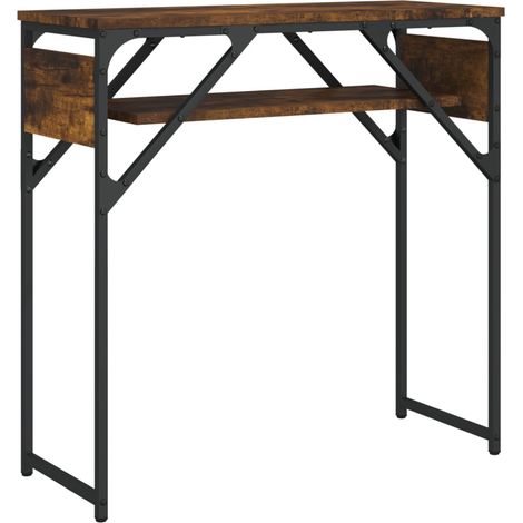 Table console avec étagère 75 x 30 x 75 cm bois d'ingénierie marron et métal DEC031641
