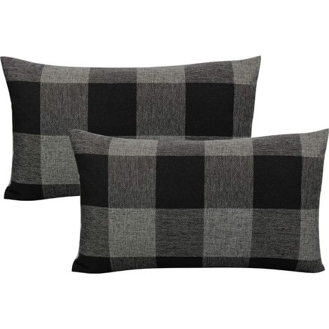 Taies d'oreiller carrées pour la décoration intérieure, noires et grises. (1/3)