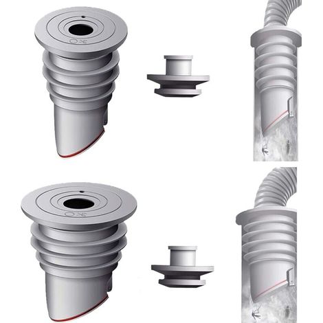 Guarnizione per tubo di scarico della lavatrice WISIRENT da 35–40 e 45–50 mm, grigia, antiodore, per tubo di scarico della lavatrice