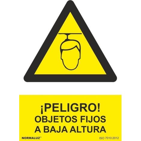 Señal ¡Peligro Objetos Fijos a baja altura SEKURECO                         150 x 200 mm                          ADHESIVOS DE VINILO (1/2)