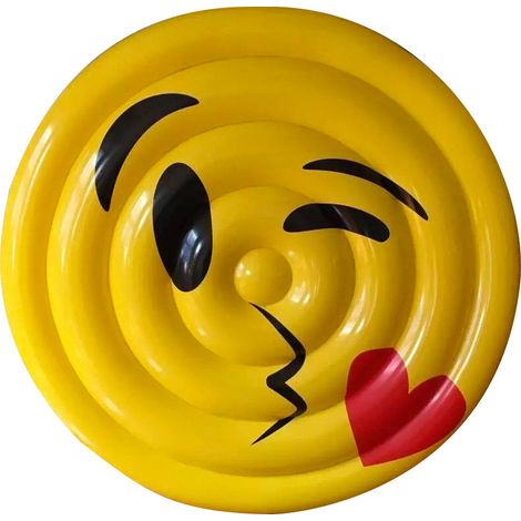 Materassino Gonfiabile Ø150 cm in PVC a Forma di Emoji Ranieri Face Bacino Giallo
