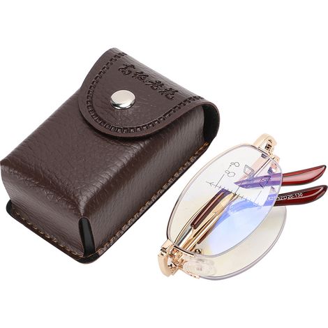 Lunettes de lecture progressives anti-lumière bleue pour hommes et femmes, monture dorée (+250) (1/5)