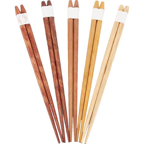 Baguettes En Bambou Naturel - Design Antidérapant Pour Sushi Et Riz - Coffret Cadeau Élégant - Lot De 5 Paires (1/5)