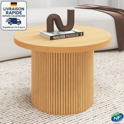 Mesa de centro redonda de madera maciza de 60 cm - Madera con certificación PEFC - Estilos de diseño - Color natural (1/5)