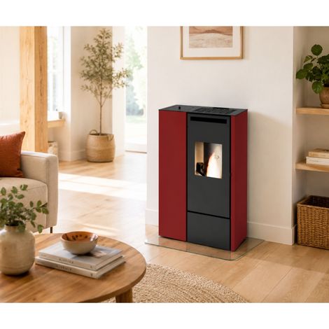 Punto Fuoco – Poêle à granulés étanche slim 9.9 kW – Ventilation frontale – Sortie des fumées arrière/latérale – Classe énergétique A+ (1/5)