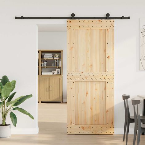 vidaXL Sliding Door NARVIK Natural and Black 95 x 210 cm (213.5 cm)