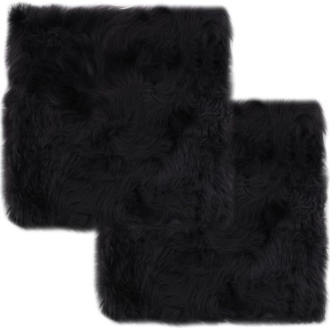 Coussins de chaise lot de 2 Gris foncé Mouton véritable vidaXL (1/5)