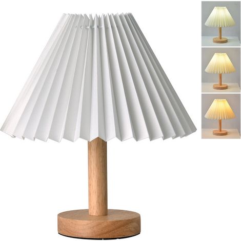 Lampe de table plissée sans fil, lampe de chevet vintage, lampe de bureau, lampe décorative rechargeable, 3 températures de couleur (blanc) (1/5)