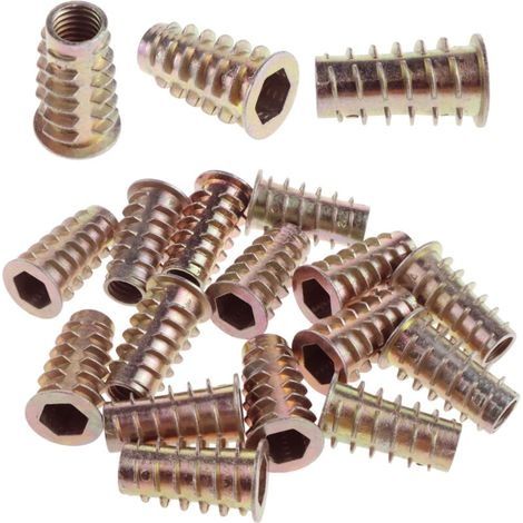Kit de 15 Écrous à Sertir Filetés pour MeublesJINFGERNEVis à Six Pans Creux et Écrous à Riveter Tête Plate, Résistants à la Corrosion et à la Rouille