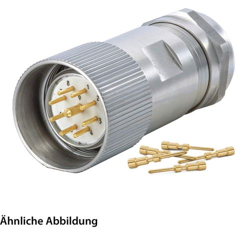 HUMMEL SET inkl. Kontakte M23 Signal INOX Kabelsteckverbinder EMV, Crimpein. gerade Polzahl 2+16+PE, Stift Kabelabgang gerade, Klemmbereich 7,0mm - 12,0mm - 1 Stück