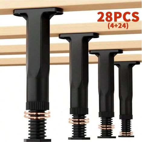 4 pieds de support de cadre de lit réglables haute résistance avec 24 vis, plastique durable à prise renforcée, pieds de meuble polyvalents pour lits, canapés et commodes, rénovation intérieure (1/5)