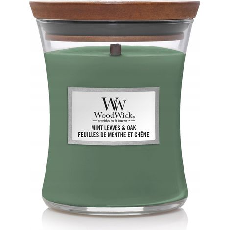 Vela WoodWick con aroma a hojas de menta y roble, 275 g (1/3)