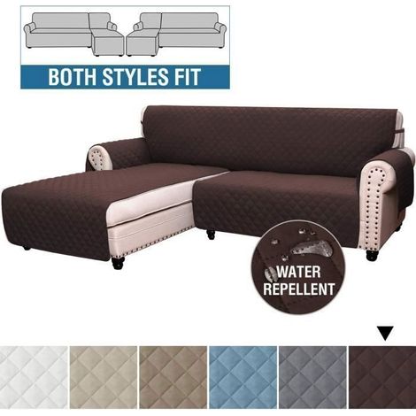 Housse de canapé d'angle - Universel - Taille M - Imperméable - Marron - Microfibre épaisse (1/4)