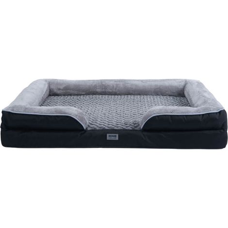HOME DELUXE - Orthopädisches Hundebett SCOOBY - Maße: 95 x 75 x 18 cm, Farbe: Schwarz / Grau , inkl. Tierdecke und Rugbyball, Baumwollfüllung, waschbarer Bezug I Hundebett Hundekissen Bett für Hunde