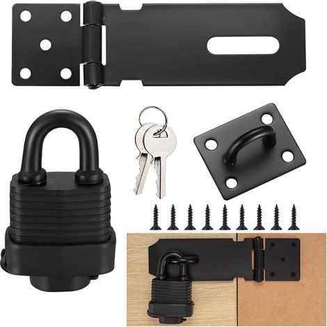 Loquet Porte en Acier Inoxydable avec Cadenas et Vis, Loquet Porte en Acier Inoxydable avec Clé, Verrou de sécurité pour jardin, abri en bois, portail, porte d'armoire