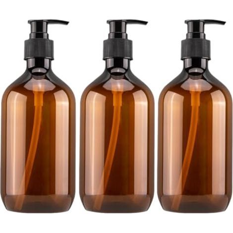 3pz Dispenser a Pompa per Bottiglia 500 ML Capacità Dispenser Vuoto Minimalista per Sapone Liquido da Mani, Doccia, Balsamo, Shampoo, Flacone con Pompa (1/5)