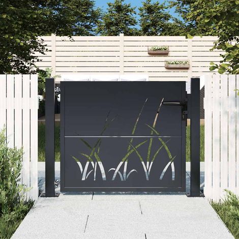 Gartentor Anthrazit 100x100 cm Stahl Gras-Design