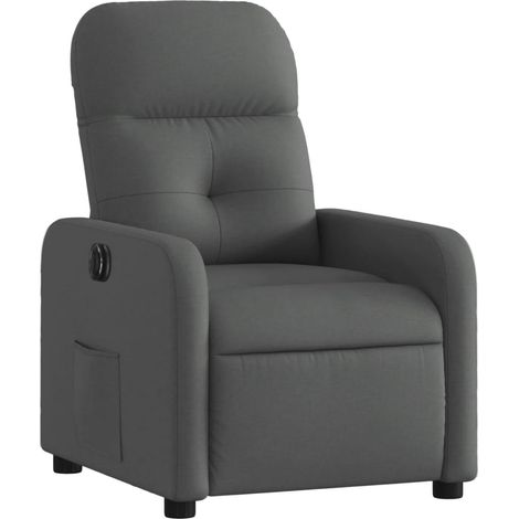 Poltrona relax porta TV con comodissima funzione reclinabile elettrica in tessuto grigio scuro DEC028348