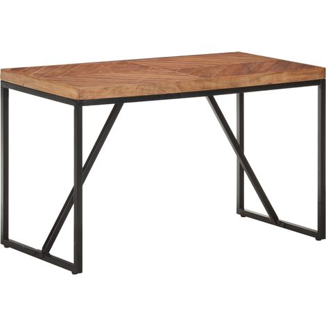 Table de salle à manger, Table à dîner, Table de Cuisine 120x60x76 cm Bois solide d'acacia et de manguier GHY6708 (1/5)