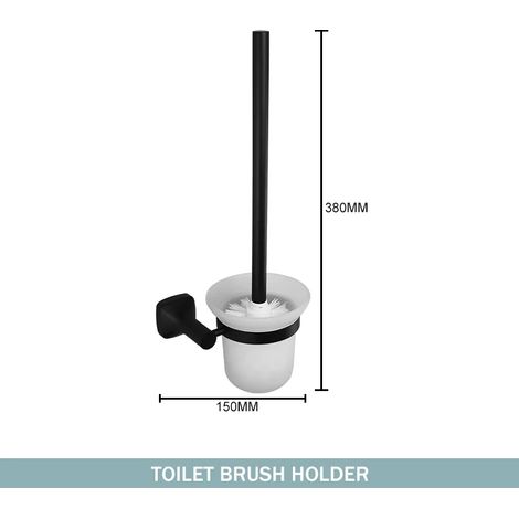 (Porte-brosse WC) Ensemble d'accessoires de salle de bain noir mat, crochet mural en acier inoxydable, porte-papier toilette, barre porte-serviettes, suspension (1/5)