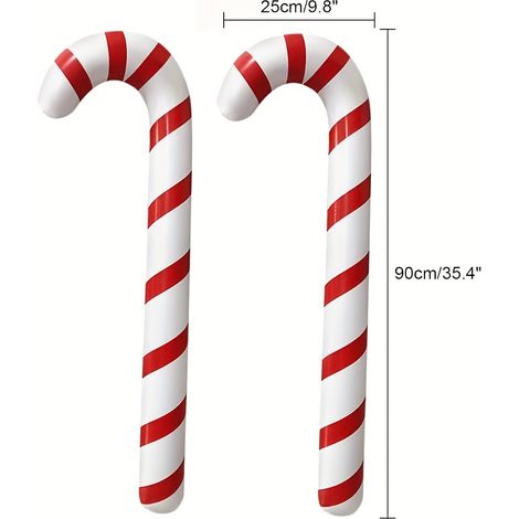 2pièces Ornements de bonbons géants en forme de licorne - Décorations de sapin de Noël en PVC rouge et blanc durable, aucune électricité nécessaire, d (1/5)
