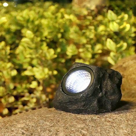 Ortviai Lampe Solaire en Forme de Pierre pour Extérieur – Éclairage de Jardin et Cour avec Capteur Lumière Automatique, IP65, Noir (1/4)