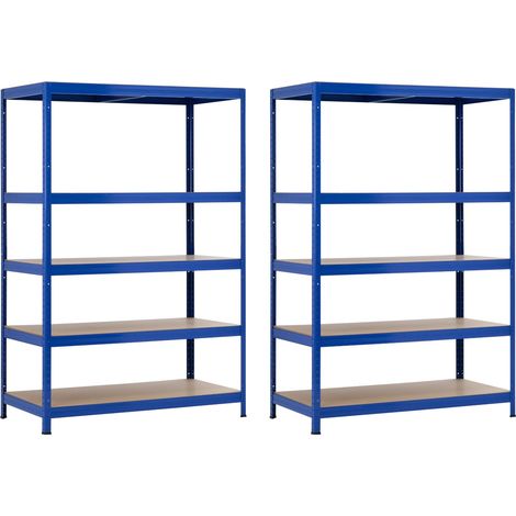 2er-Pack modulare Metallregale mit je 5 Regalböden, Tragkraft 1250 kg, Maße 120 x 60 x 180 cm, Thinia Home