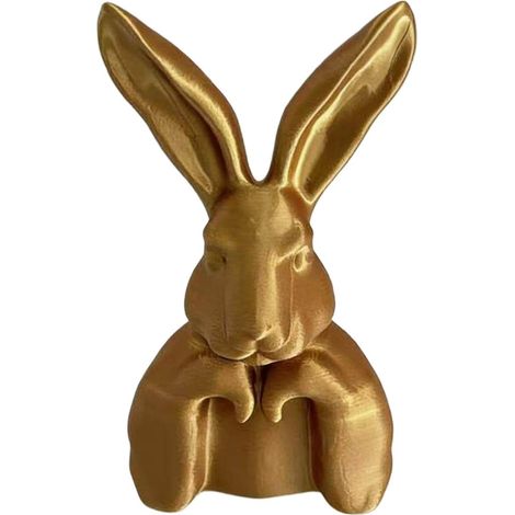 Statue Lapin Doré Figurine de Pâques Dorée pour Table  Ornement de Table Printanier en Forme de Lapin Pour la maison, fêtes, chambre, bureau, étagère, salle à manger, cheminée, (1/5)