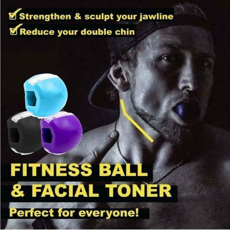 Palla per allenamento dei muscoli della mascella, viso, mandibola inferiore, collo, allenatore dei muscoli facciali, bodybuilding, plastificante, articoli per il fitness, blu normale + nero normale +  (1/5)