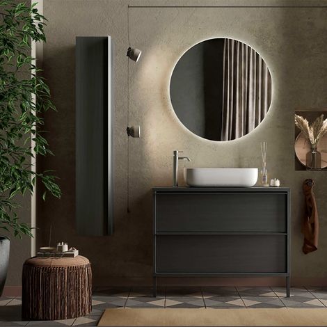 Mobile Bagno a Terra Nero Frassinato - Steel L. 92 x H. 63,5 x P 43 cm (1/5)