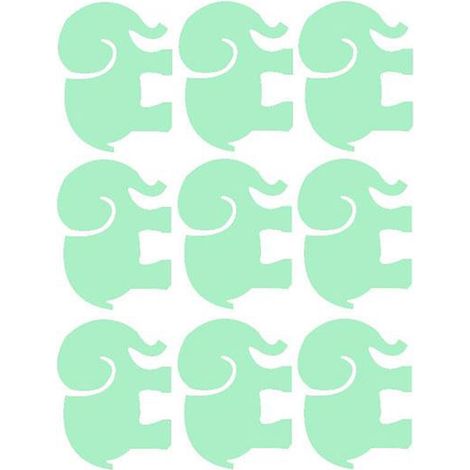 Autocollant lumineux forme éléphant déco mur chambre salon en vinyle vert 6,5x8,5 cm lot de 9 pièces