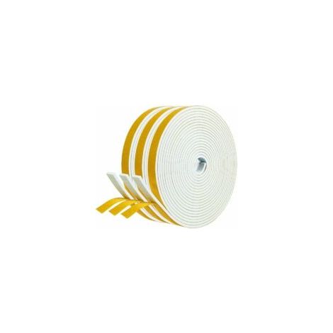 Selbstklebende Tür-/Fensterdichtung, 3 Rollen à 12 mm x 3 mm x 5 m, Schaumgummi-Isolierdichtung, stoßfest, zugluftdicht, Schutz für Möbel, Wände und Griffe – weißer Schaumstoff, gelbe Folie, Cisea – C